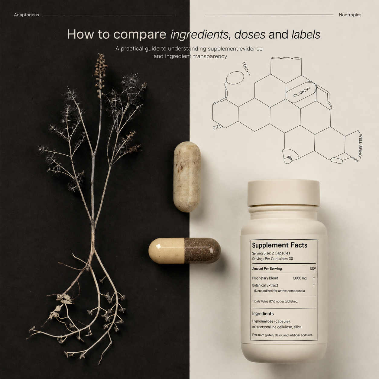 Adaptogens and Nootropics: How to Compare Ingredients, Doses, and Labels Before You Choose