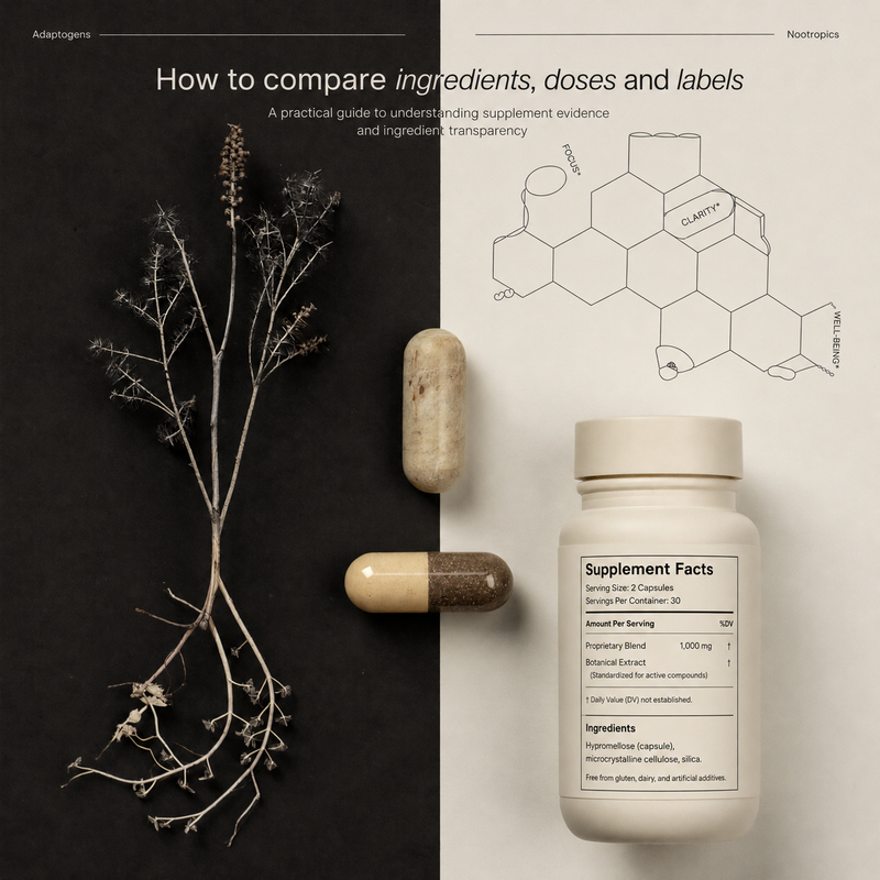Adaptogens and Nootropics: How to Compare Ingredients, Doses, and Labels Before You Choose