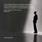 ESISLABS Calm Mode testimonial highlighting support for emotional balance and daily wellness routine.