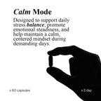 ESISLABS Calm Mode capsules in minimalist packaging, designed for stress balance and emotional steadiness.